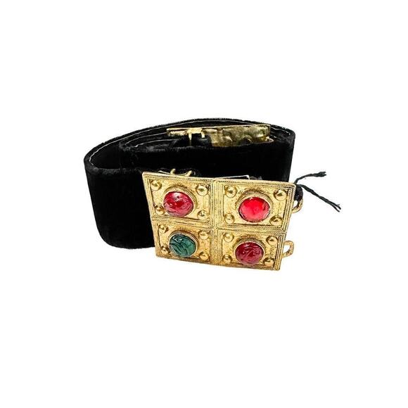 RJ Graziano Adjustable Back Suede Velvet Jeweled Belt Size M/L VINTAGE Deadstock - Picture 8 of 8